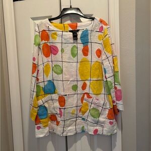 Ali Miles Colorful 3/4 Linen Tunic
